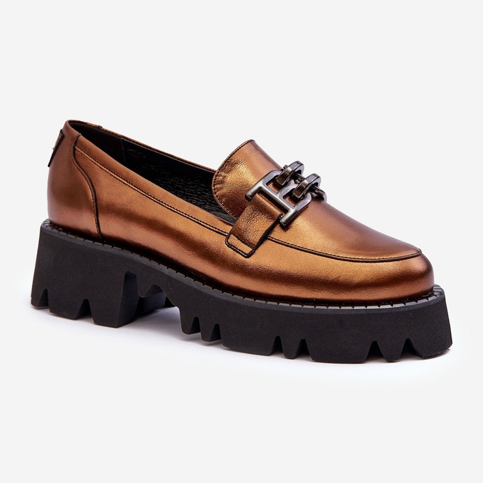 Laura Messi Mocasini De Dama Piele Cu Decor Lyndani Auriu de aur 1