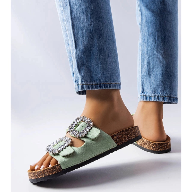 Tobogane verzi decorate cu strasuri Racine verde 1