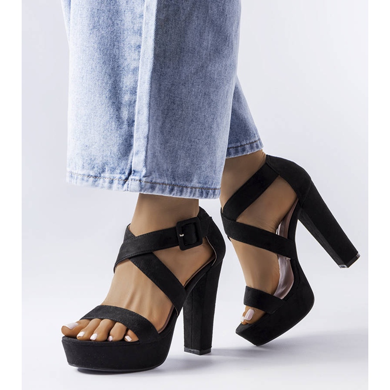 Sandale bloc negre Sevier negru 1 Sandale bloc negre Sevier negru 1