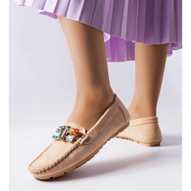 Mocasini bej cu brant din piele de la Bertrand 1 Mocasini bej cu brant din piele de la Bertrand 1