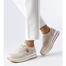 Pantofi bej din piele ajurata de la Talbot 2