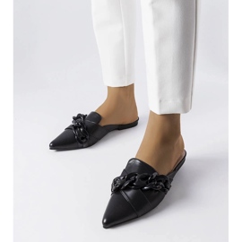 Sandale negre elegante cu lant de la Patenaude negru 1