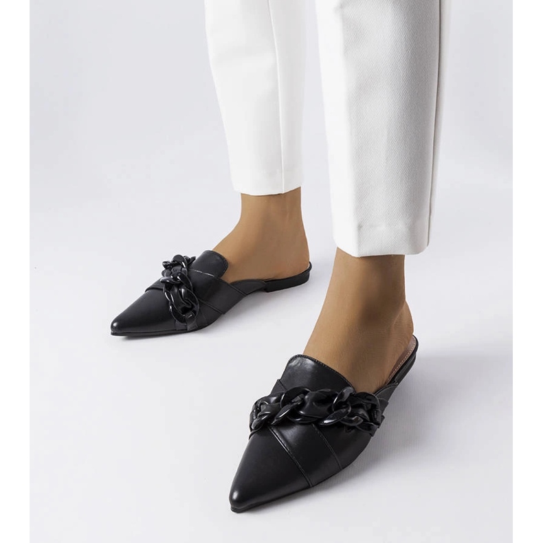 Sandale negre elegante cu lant de la Patenaude negru 1