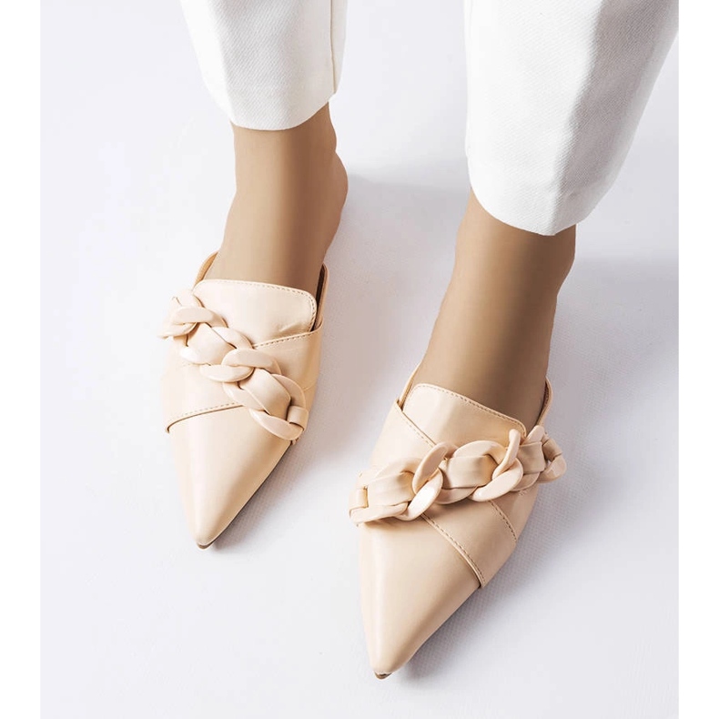 Sandale bej elegante cu lant de la Patenaude 1