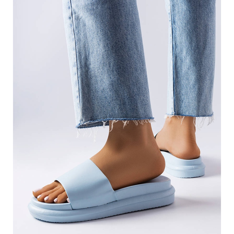 BM Paquette papuci albastri pe platforma albastru 2