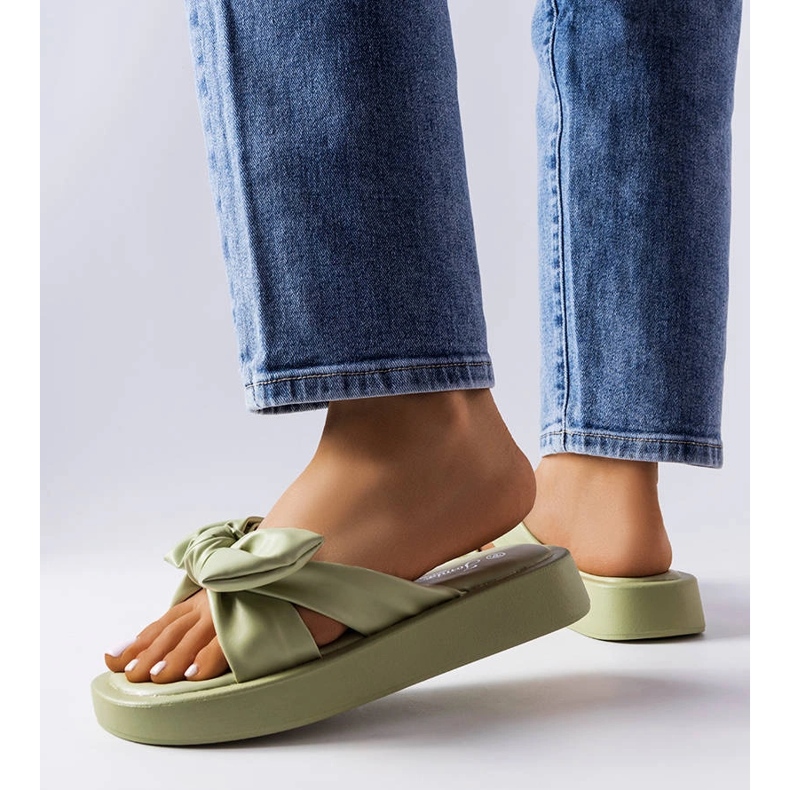 Sandale verzi cu platformă cu fundă de la Edvard verde 1