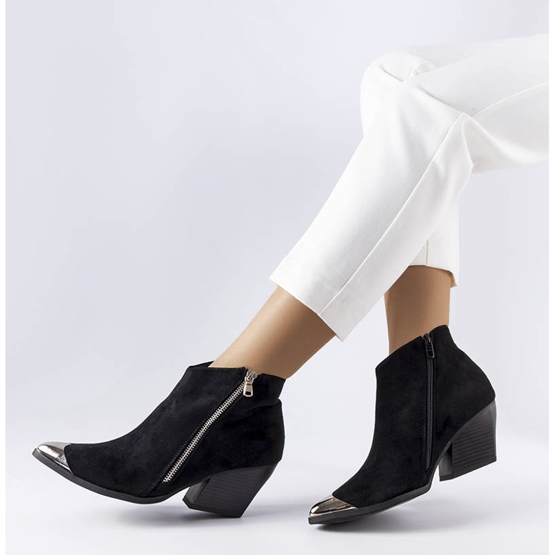 Cizme de cowboy negre cu vârf din metal de la Vergne negru 1