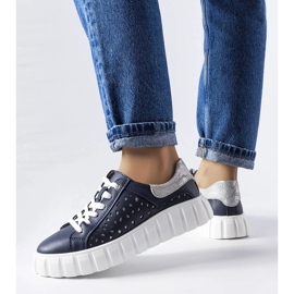 Tenisi bleumarin cu inserții Patch albastru 1