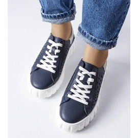 Tenisi bleumarin cu inserții Patch albastru 2