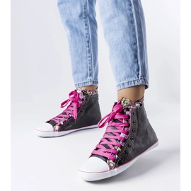 Botine negre florale de la Marphisa negru 1