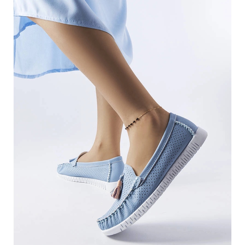 Mocasini Maryville din piele albastra albastru 1