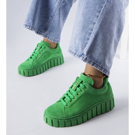 Pantofi Karino din piele intoarsa verde 1