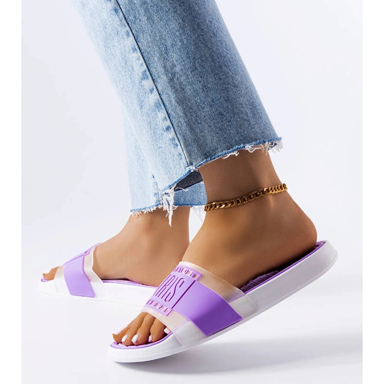 Papuci mov de cauciuc de la Paris violet 1