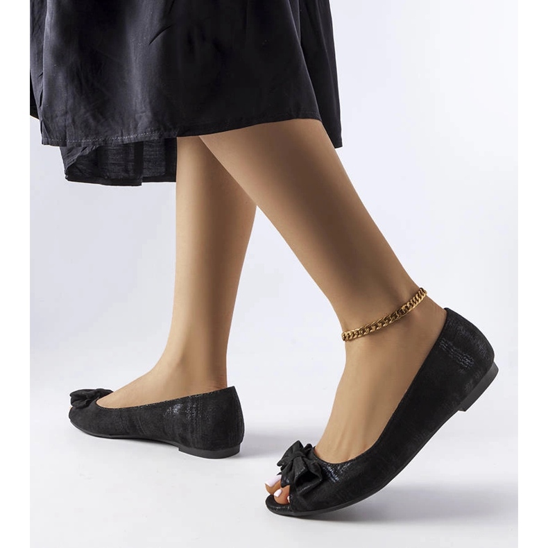 Balerini negri metalici cu fundita de la Hawk negru 1