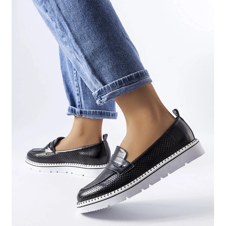 Brogues negri perforate de la Bloomsburg negru 1