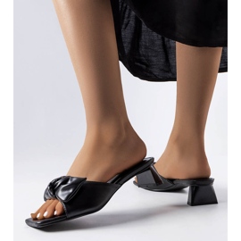 Sandale negre cu toc cu fundă Oak negru 1