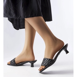 Sandale negre cu toc mic de la Burbank negru 1