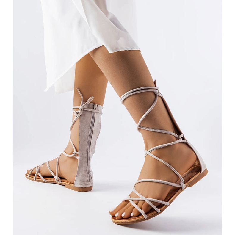 Sandale gri cu cravată înaltă de la Heliport 1