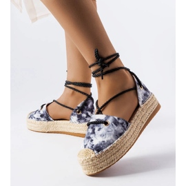 Espadrile cu platformă cu șireturi negre de la Duffet negru 1