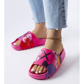 Flip-flops roz închis cu imprimeuri 1
