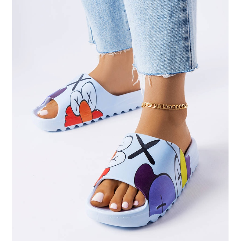 BM Flip-flops albastri cu imprimeuri albastru 1