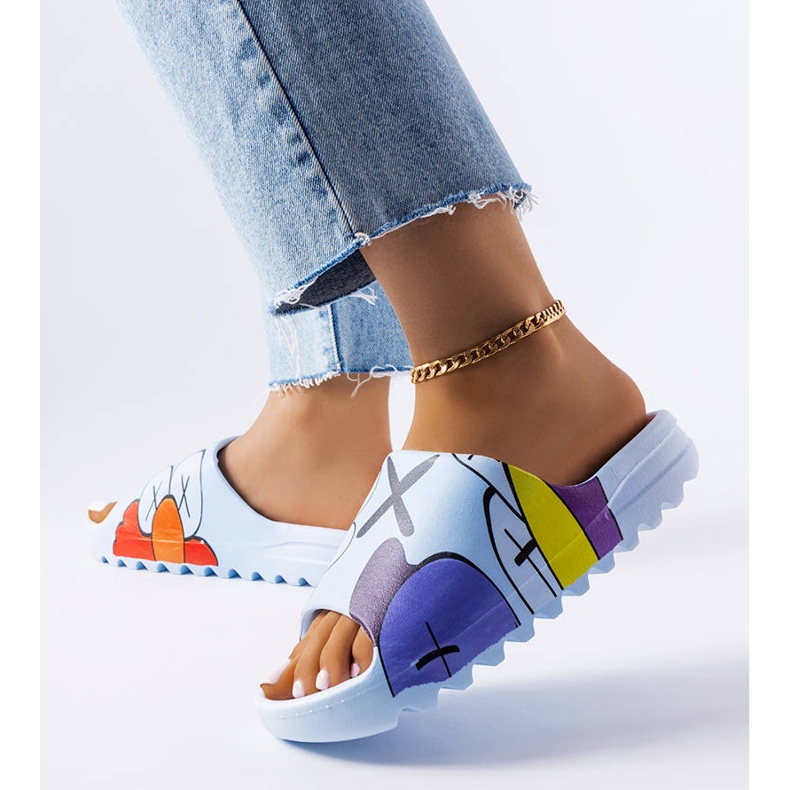 BM Flip-flops albastri cu imprimeuri albastru 2