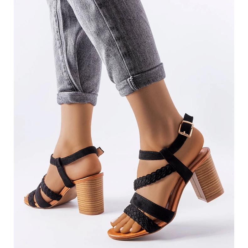 Evento Sandale negre cu bretele împletite de la Octave negru 1