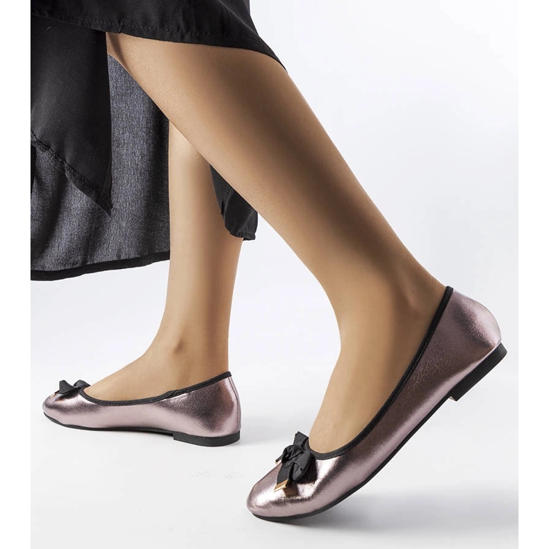 Balerini argintii metalici cu fundita Boro 1