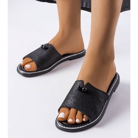Sandale negre metalice cu perle de la Frederi negru 1