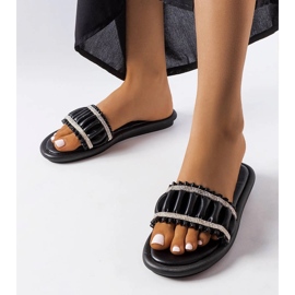 Flip-flops negri cu strasuri Anapor negru 1