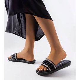 Flip-flops negri cu strasuri Anapor negru 2