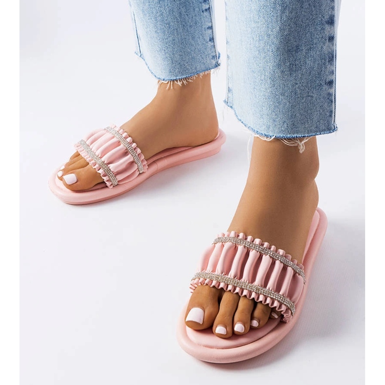 Sandale roz cu zirconi de la Anapor 1