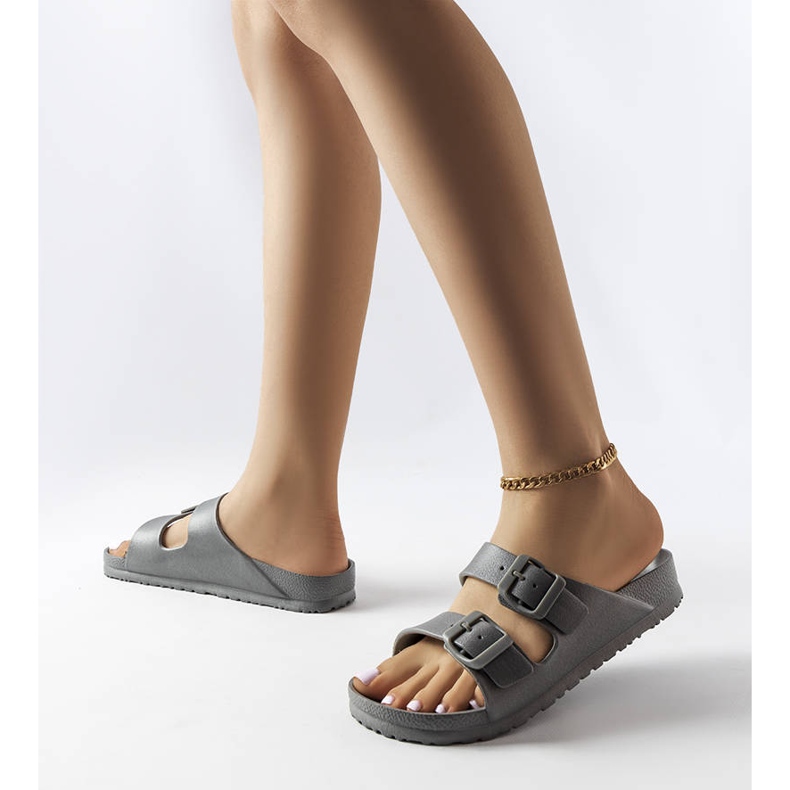 Glisoare de cauciuc gri cu catarame de la Eugene 2