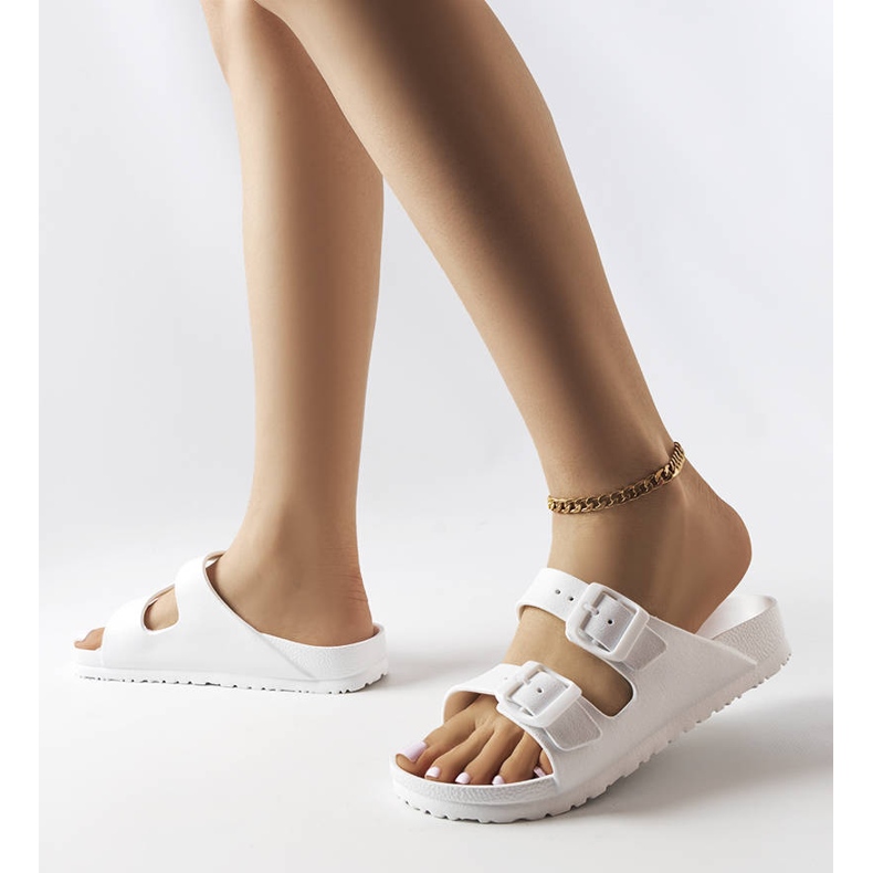 Glisoare de cauciuc alb cu catarame de la Eugene 2