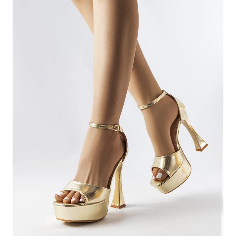 Sandale înalte lacuite auriu Illinois de aur 1