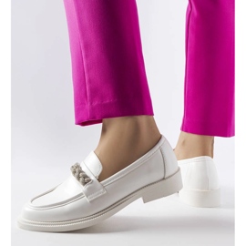 Mocasini albi decorati cu strasuri Montreal 1