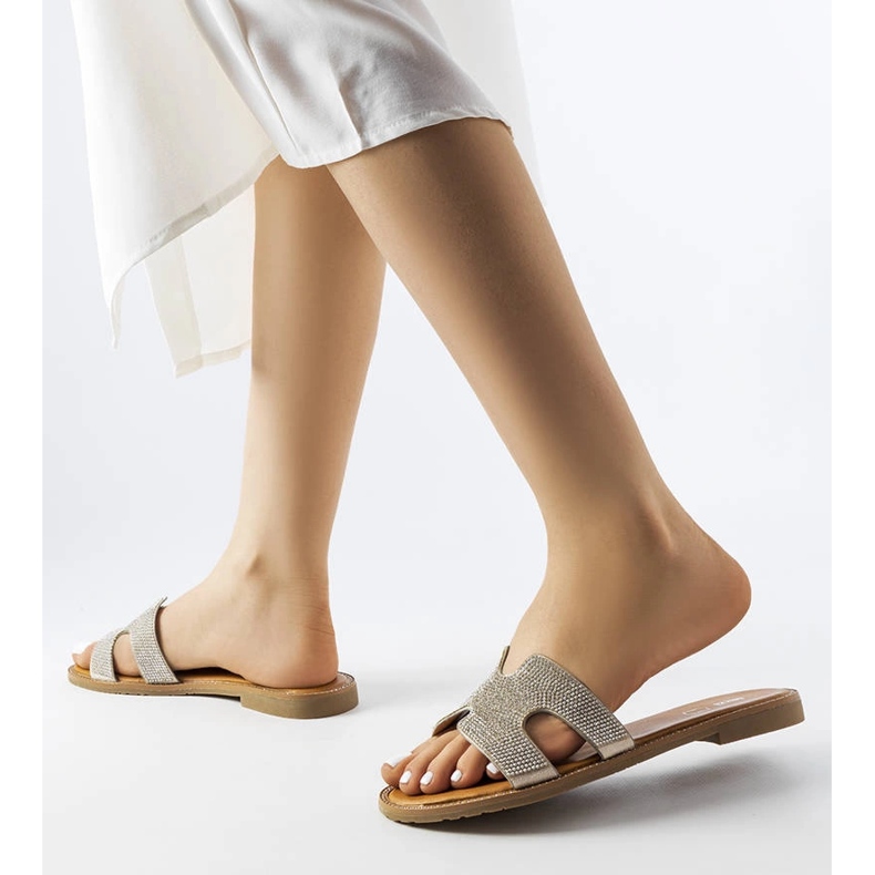 Tobogane argintii cu inserție din piele Lazure 2