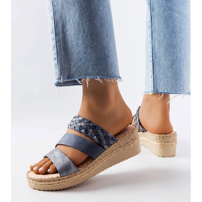 Sandale cu pană albastre din Boston albastru 1