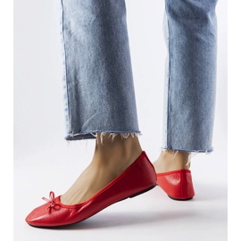 Balerini roșii cu fundă de la Vaillancour roșu 1