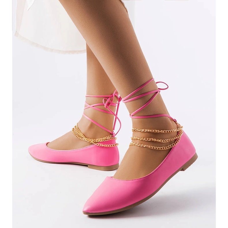 Balerini roz cu închidere decorativă de la Donat 1