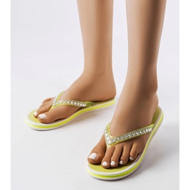 Șlapi cu strasuri verde neon de la Patrier 1