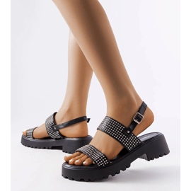 Sandale negre decorate cu jeturi Biloxi negru 1