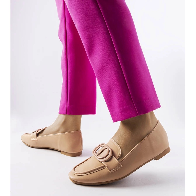 Mocasini bej închis cu cataramă de la Poissonnier 1