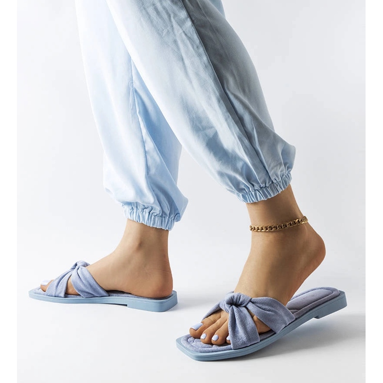 Papuci Pride albastru din piele intoarsa ecologica 2