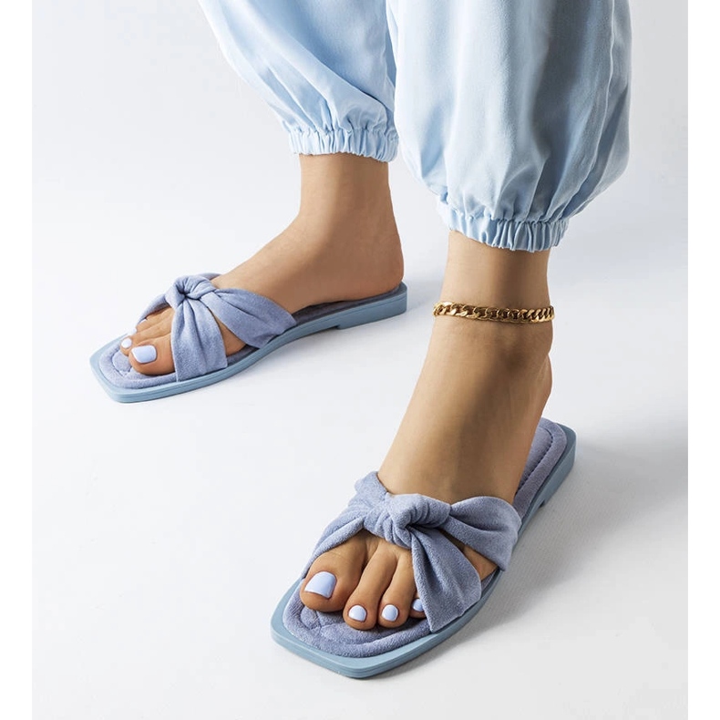 Papuci Pride albastru din piele intoarsa ecologica 1