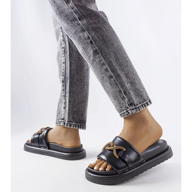 Sandale negre cu platformă de la Frédérique negru 2