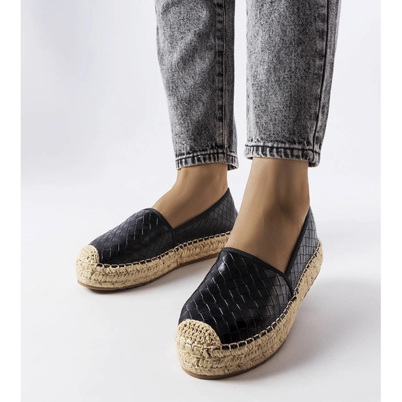 Espadrile negre decorate cu relief Geoffrey negru 1 Espadrile negre decorate cu relief Geoffrey negru 1