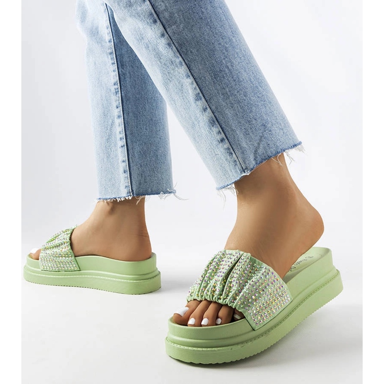 Sandale verzi cu zirconiu cubic de la Franet verde 1