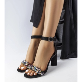 Sandale negre decorate cu pietre Vinceza negru 1