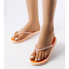 Flip-flops Patrier portocalii cu strasuri portocale 1